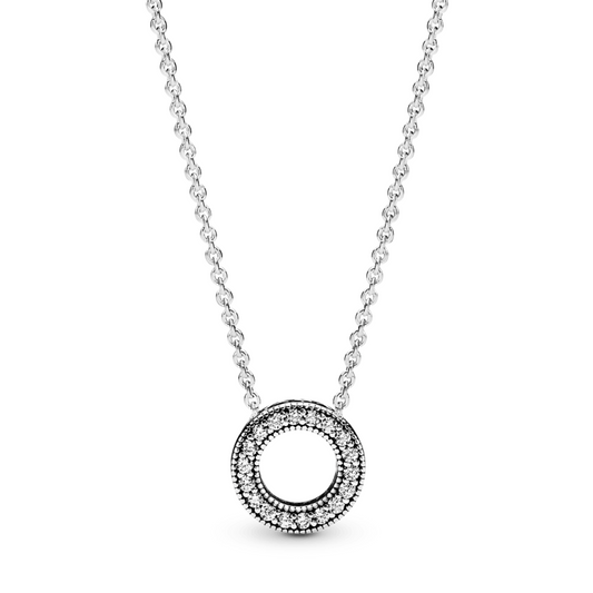 Colar Círculo Logo e Pavé - Prata 925