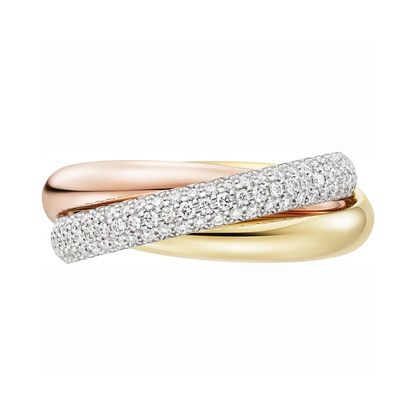 Anel Clássico Cravejado Trinity Cartier - Ouro Rose
