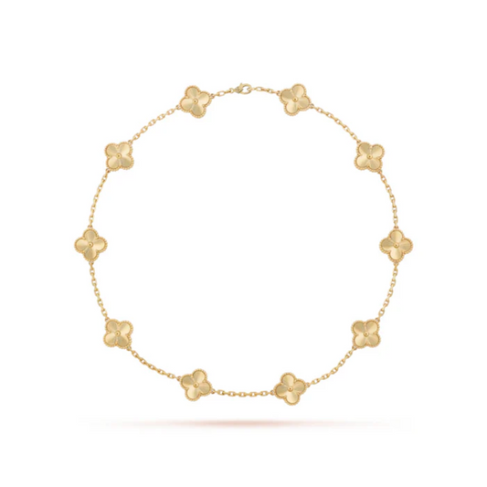 Colar VCA 10 Trevos Alhambra Brilhante - Banhado Ouro 18K